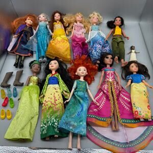 Disney Princess fashion dolls LOT Elsa Anna Tiana Jasmine Merida Belle Raya etc